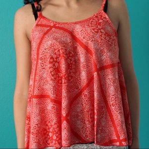 paisley print red tank top